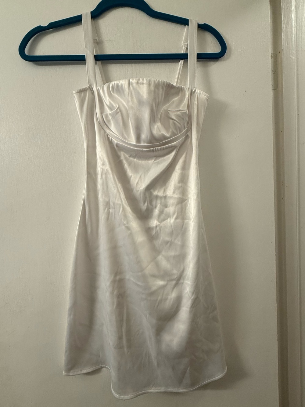 Dress - white satin mini dress